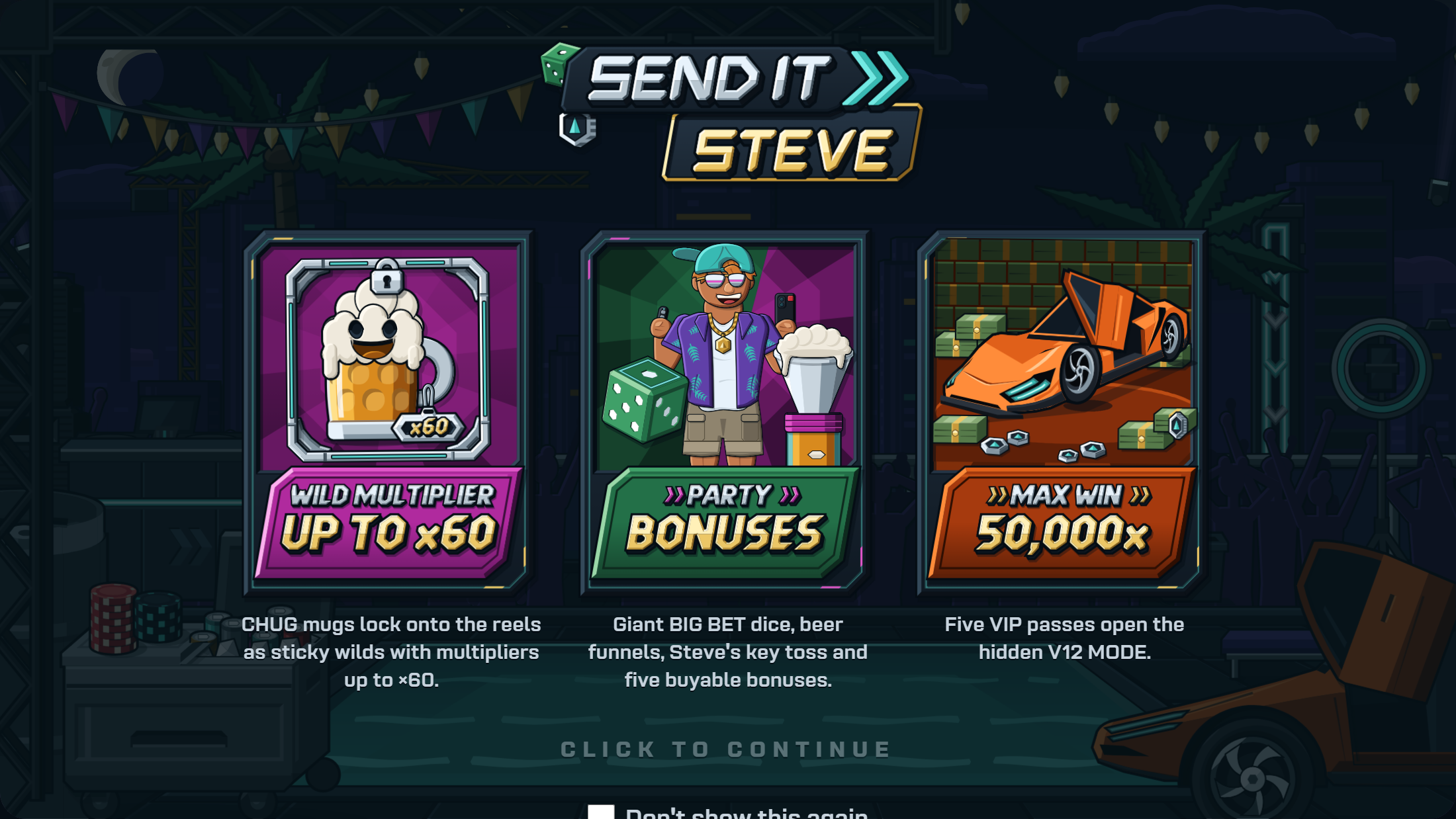 SEND IT STEVE intro screen